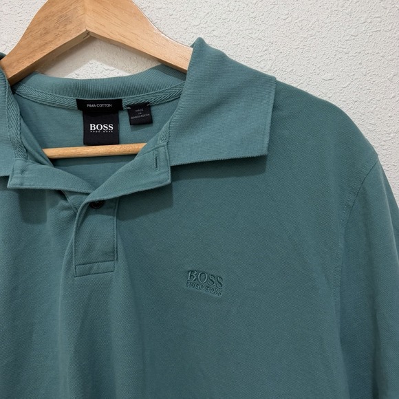 Hugo Boss Other - Hugo Boss Pima Cotton Green Polo Short Sleeve Embroidered Logo, Mens Size Large